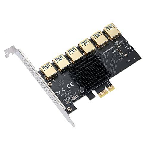 MZHOU PCI-E 1 to 6 USB 슬롯 라이저 카드 - 더높은 안정성 USB 3.0 어댑터 Multiplier 카드 Bitcoin 마이닝 호환가능한 윈도우 리눅스 Mac