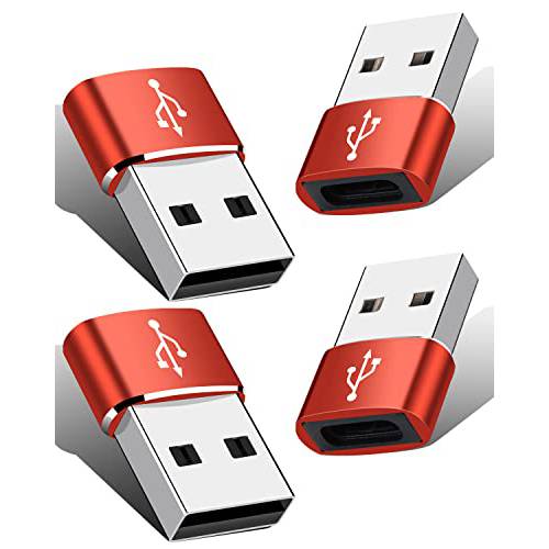 AILKIN 4Pack USB A to USB 타입 C 어댑터, Male to Female 컨버터, 변환기, USBC 충전기 케이블 어댑터 고속충전 아이폰 13 12 프로 맥스, 아이패드, 에어, 미니, 애플워치, 삼성 갤럭시, LG, Moto, C to A 포트