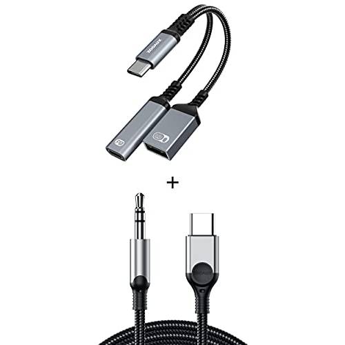 ZOOAUX USB C OTG 어댑터+ USB C to 3.5mm Male 케이블 4ft (번들,묶음)