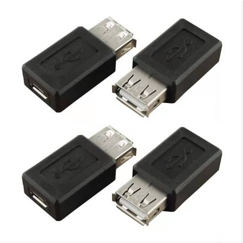 USB A Female to USB 마이크로 Female 어댑터 SJZBIN 4PCS USB 2.0 A Female to 마이크로 USB B 5-Pin Female 플러그 소켓 컨버터 커넥터