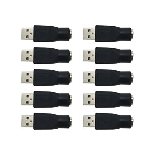 Woogim 10 PCS PS/ 2 Female to USB Male 어댑터 컨버터, 변환기, 어댑터 컨버터, 변환기 교체용 컴퓨터 마우스 Keyboard(Black)