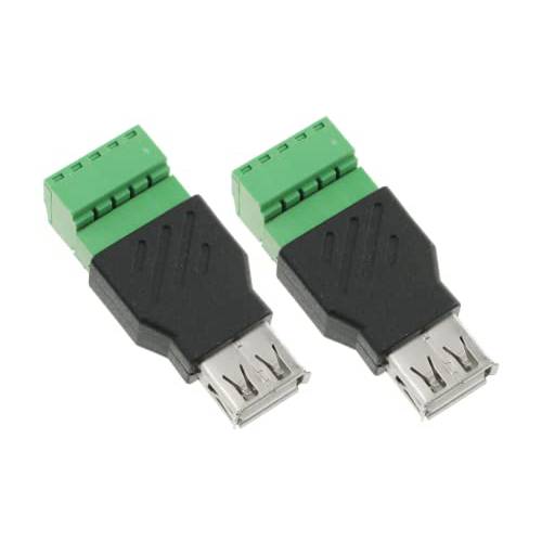 SJZBIN 2pcs USB 2.0 Female 스크류 터미널 블록 어댑터 USB 2.0 타입 A to 5 핀 Female 볼트 스크류 터미널 블록 어댑터 키보드, 마우스, 카메라 and 프린터