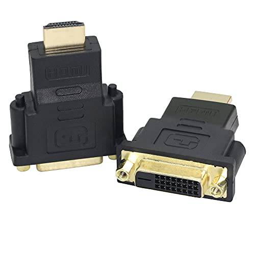 YACSEJAO HDMI to DVI 어댑터 2 팩 HDMI Male to DVI（24+ 1） Female 선택형 컨버터, 변환기 모니터 Gold-Plated, 지원 1080P