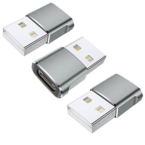 USB C to USB A 어댑터 3 팩, Type-A Male to Type-C Female 컨버터, 변환기 노트북, 벽면 충전기, 삼성 갤럭시 노트 10, 맥북 프로 2015/ 2013, 맥북 에어 2017/ 2015