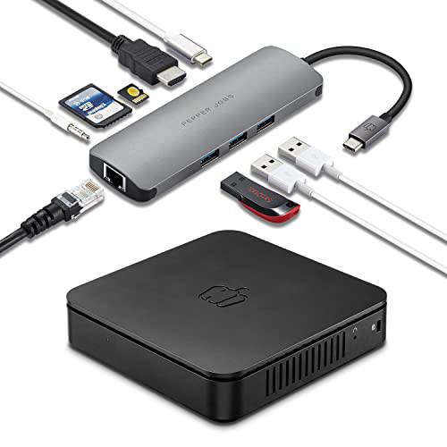 GLK-UC2X V2 미니 PC 번들,묶음 9-in-1 USB-C 허브 1 * 4K HDMI, 3*USB 3.0, 2*SD/ 마이크로 SD 카드 리더, 리더기, 1*PD 충전, 1 * 3.5mm 오디오 and 1*Gigabit 이더넷