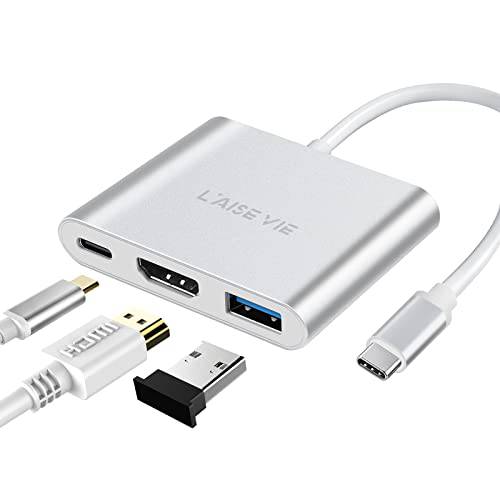 L’aise vie 3-in-1 USB C 허브 100W 타입 C 파워 Delivery, USB 3.0& 4K HDMI 어댑터 호환가능한 2021-2016 맥북 프로 13/ 15/ 16, New Mac 에어/ 서피스, More, 안정된 드라이버 인증된
