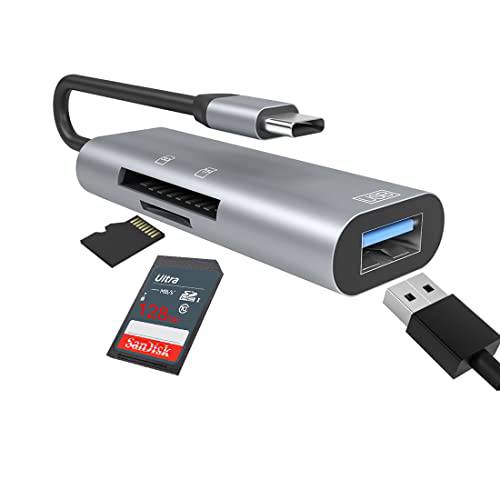 ZOIOT USB C SD 카드 리더, 리더기 마이크로 SD 뷰어 3-in-1 카드 리더, 리더기 안드로이드 USB-C to USB/ SD/ TF 카드 어댑터 Simultaneous 독서 트레일 카메라 뷰어  스마트폰/  태블릿 (스페이스 그레이)