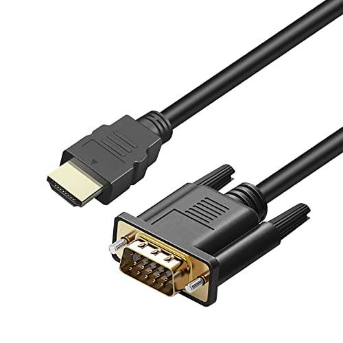HDMI to VGA 케이블 6 Feet Male to Male Gold-Plated 1080P 비디오 어댑터 컨버터, 변환기 케이블 모니터, 컴퓨터, 데스크탑, 노트북, PC, 프로젝터, HDTV