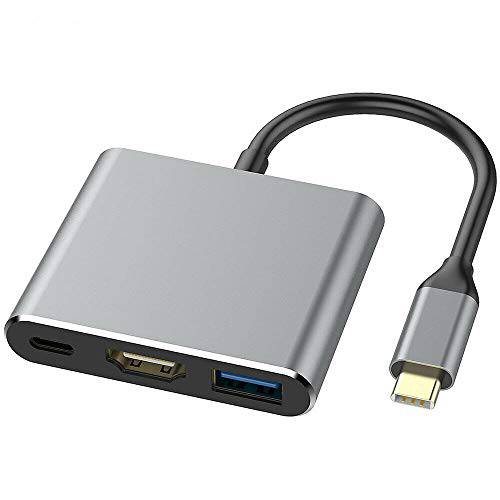 MMOBIEL HDMI 타입 C 허브 어댑터 HDMI 어댑터 USB C to HDMI 어댑터 USB 3.1/ 3.0 충전 포트 컨버터, 변환기 호환가능한 맥북 프로 삼성 갤럭시 S21(+ )/ S20/ S10/ S9 노트 20/ 10/ 9 시리즈 (그레이 알루미늄)