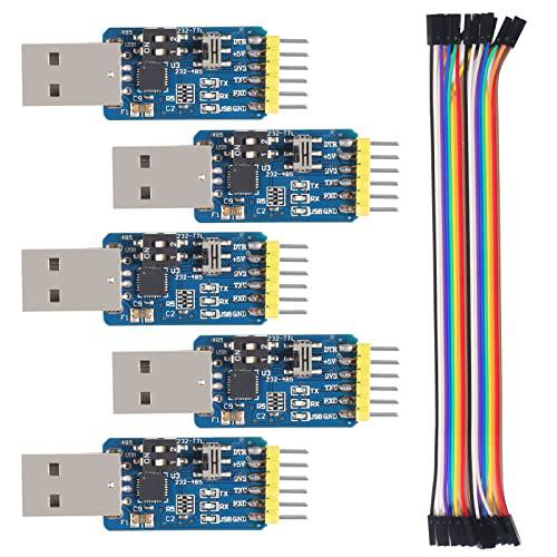 5Pcs USB-UART 6-in-1 다기능 컨버터, 변환기 USB-TTL/ RS485/ 232, TTL-RS232/ 485, 232 to 485 Serial 어댑터 3.3V/ 5V 범용 어댑터 모듈 CP2102 Ardu-ino