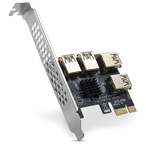 PCIe 분배기 1 to 4 Multiplier 라이저 카드, PCI Express X1 확장 라이저 카드, PCIE USB 3.0 포트 어댑터 카드 Ethereum Bitcoin ETH GPU 마이닝 Miner 리그