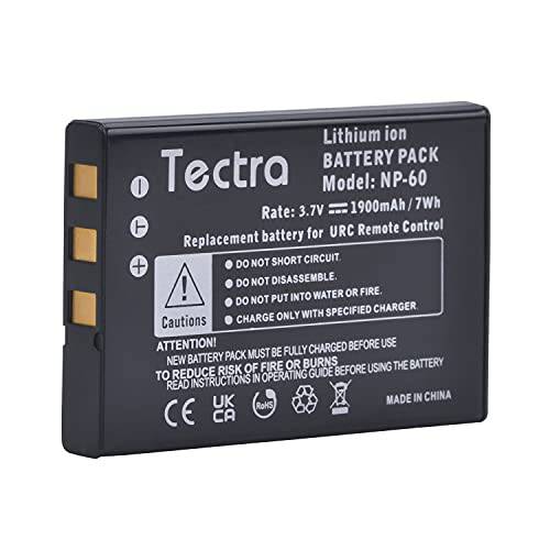 Tectra 1900mAh NP-60 교체용 배터리 범용 리모컨 URC 11N09T NC0910 RLI-007-1 LIT0404, MX-810, MX-880, MX-890, MX-950, MX-980, MX-990, MX 1200 MX-1200, X-8