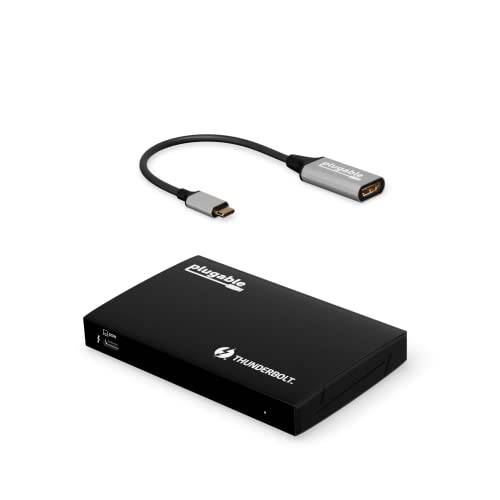Plugable 썬더볼트 4 허브 번들,묶음 USB-C to 4K HDMI 어댑터, 4-in-1 허브 제공 60W 노트북 충전, 호환가능한 Mac, 윈도우 노트북, 썬더볼트 3 or 4, USB4 디바이스