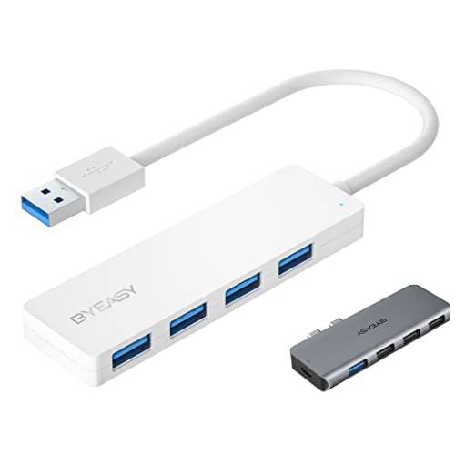 BYEASY 4-Port USB 3.0 허브 화이트& 5 in 1 USB C 허브 맥북 프로 에어 2020 2019 2018 2017