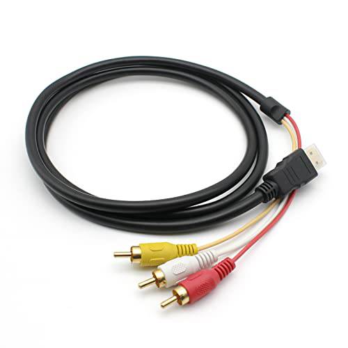 HDMI to RCA 케이블 1080P 5ft HDMI Male to 3-RCA 비디오 오디오 AV 케이블 커넥터 어댑터 One-Way 송신기 TV HDTV DVD