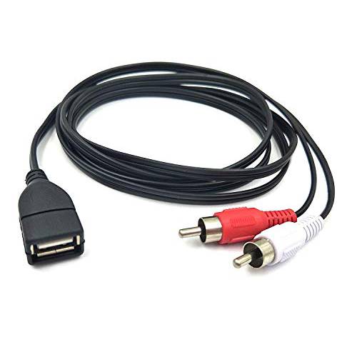 USB to 2RCA 케이블, Haokiang USB 2.0 Female to 2 듀얼 RCA Male 잭 Y 분배기 오디오비디오, AV AV 컴포지트, Composite 어댑터 케이블 - 5 Feet/ 1.5M(USB F/ 2RCA M)