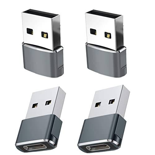 USB C Female to USB Male 어댑터 4 팩, 타입 A 충전기 케이블 파워 컨버터, 변환기 아이폰 11 12 13 프로 맥스, 애플 애플워치 워치 시리즈 7 SE, 에어팟 아이패드 에어, 삼성 갤럭시 노트 10 20 S22 S21 S20 플러스