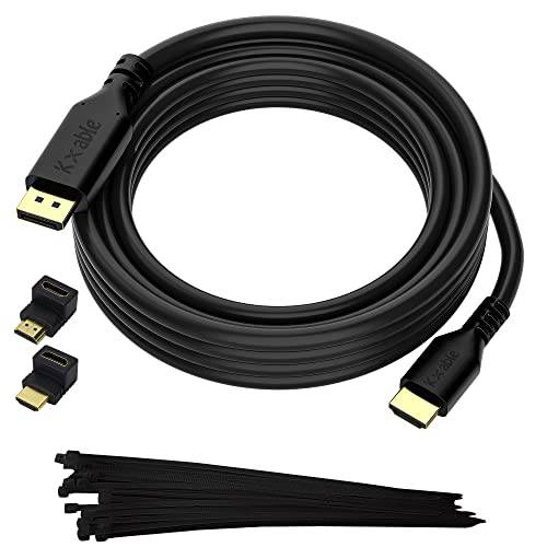 DisplayPort,DP to HDMI 케이블 50 Feet, Gold-Plated Male to Male 어댑터, 4K@30Hz DP to HDMI 케이블 컨버터, 변환기 PC to HDTV, 모니터, 프로젝터 2 HDMI 어댑터 and 25 케이블 머리고정