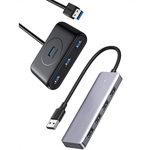 UGREEN 4 포트 USB 허브 3.0 데이터 허브 3ft 휴대용 연장 케이블 번들,묶음 USB 3.0 허브 4 포트 USB 확장기