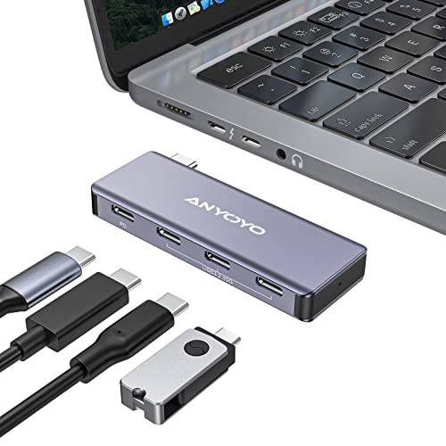 ANYOYO USB C 허브 미니 4-in-1 3*USB-C& 1*100W PD 충전 포트 호환가능한 썬더볼트 3 Mac/  아이패드/ PC