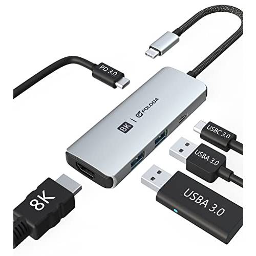 8K USB C 허브 HDMI, 탈부착 스테이션, USB C 어댑터 8K@30Hz, 4K@120Hz/ 60Hz/ 30Hz 울트라 HDR 디스플레이, PD 100W, USB 3.0*2 XPS 맥북 프로, 아이패드 프로, 노트북 Thunderbolt4/ 3, 타입 C 커넥터