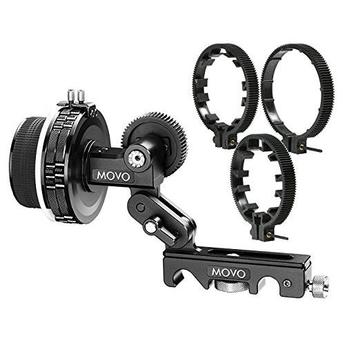 Movo F2X 정밀 팔로우 포커스 시스템 with 하드 중지& 65mm, 75mm& 85mm 조절가능 Gear 링