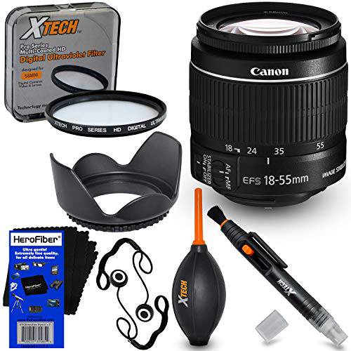 캐논 EF-S 18-55mm f/ 3.5-5.6 is Mark II Zoom 렌즈 for 캐논 DSLR 카메라 (International 버전)+ 7pc 번들,묶음 악세사리 Kit w/ HeroFiber 울트라 젠틀 클리닝 Cloth