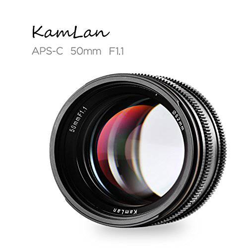 SainSonic Kamlan 50mm F1.1 APS-C 라지 조리개 수동 포커스 Lens, 스탠다드 Prime 렌즈 for 캐논 EOS-M 마운트 미러리스 카메라