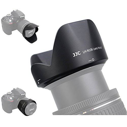 JJC Dedicated Bayonet 양면 렌즈 후드 쉐이드 for Nikon AF-P DX Nikkor 18-55mm F3.5-5.6G VR& AF-P DX Nikkor 18-55mm F3.5-5.6G 렌즈 on Nikon D3500 D3400 D5600 카메라 교체용 Nikon HB-N106 렌즈 후드