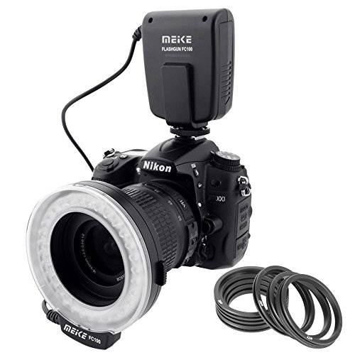 Meike LED Macro 링 Flash 라이트 FC-100 for 캐논 Nikon Pentax 올림푸스 DSLR 카메라 카메라코더 어댑터포함 링