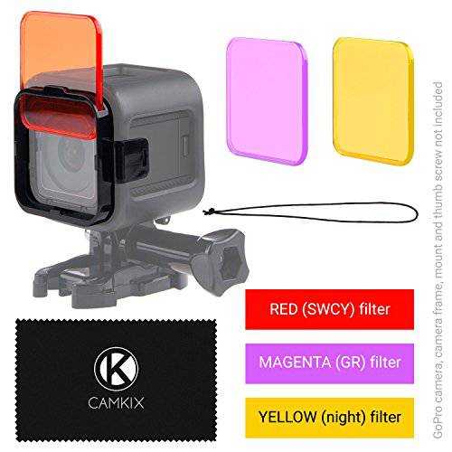 CamKix 다이빙 렌즈 필터 Kit 호환가능한 with 고프로 히어로 5 and 히어로 4 세션 카메라 - 향상 컬러 for 다양한 수중 영상 and 사진촬영용 Conditions