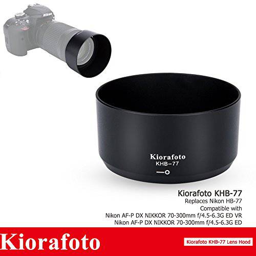 Kiorafoto 양면 Bayonet Lens후드 보호 쉐이드 for Nikon AF-P DX NIKKOR 70-300mm f/ 4.5-6.3G ED VR, Nikon AF-P DX NIKKOR 70-300mm f/ 4.5-6.3G ED Lens, Replaces Nikon HB-77 렌즈 후드