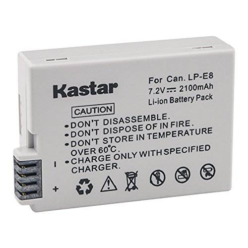 Kastar LPE8 배터리 (1-Pack) for 캐논 LP-E8, LC-E8E, 캐논 EOS 550D, EOS 600D, EOS 700D, EOS Rebel T2i, EOS Rebel T3i, EOS Rebel T4i, EOS Rebel T5i 카메라 and BG-E8 그립