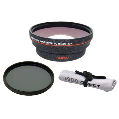 소니 Cyber-Shot DSC-RX10 HD (High Definition) 0.5X 와이드 앵글 렌즈 with 매크로+ 82mm 원형 편광판 필터+ Nwv 다이렉트 미니 	파이버 클리닝 Cloth