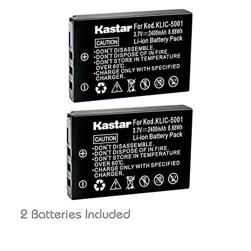 Kastar KLIC-5001 배터리 (2-Pack) for Kodak Easyshare P712 P850 P880 Z730 Z760 Z7590 DX6490 DX7440 DX7590 DX7630 Zoom and Sanyo DB-L50 DMX-WH1 HD1010 FH11 HD2000 VPC-WH1 HD2000 HD1010 HD1000