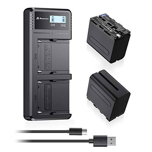 Powerextra 2 Pack 교체용 소니 NP-F970 배터리 and 고속 충전 이중 USB 충전 for 소니 NP-F970 NP-F930 NP-F950 NP-F960 NP-F550 NP-F530 NP-F330 NP-F570 배터리 and 소니 핸디캠
