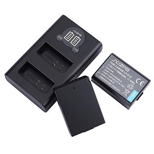 JYJZPB LP-E10 배터리 충전 and Batteries for 캐논 EOS Rebel T3, T5, T6, Kiss X50, Kiss X70, EOS 1100D, EOS 1200D, EOS 1300D Cameras(2 Pack, 1600mAh)