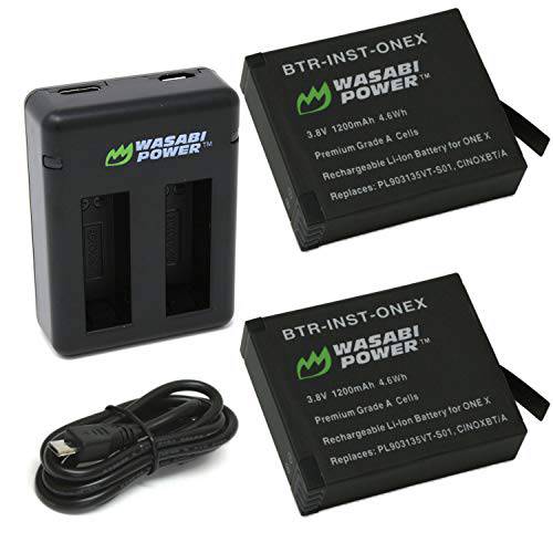 Wasabi 파워 배터리 (2-Pack) and 이중 USB 충전 호환가능한 with Insta360 원 X