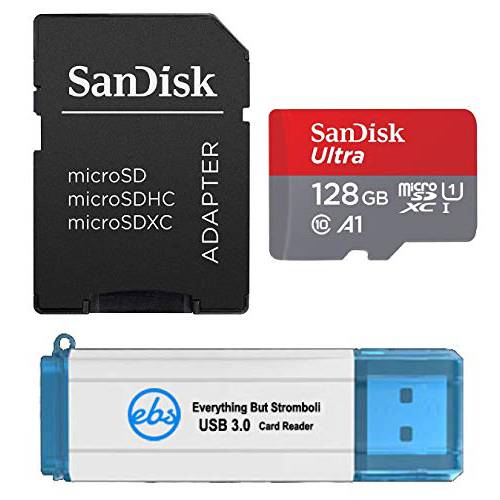 SanDisk 128GB SDXC 미니 울트라 메모리 카드 번들,묶음 Works with 삼성 갤럭시 S10, S10+, S10e 폰 Class 10 (SDSQUAR-128G-GN6MN) 플러스 (1) Everything But Stromboli (TM) 3.0 카드 리더,리더기