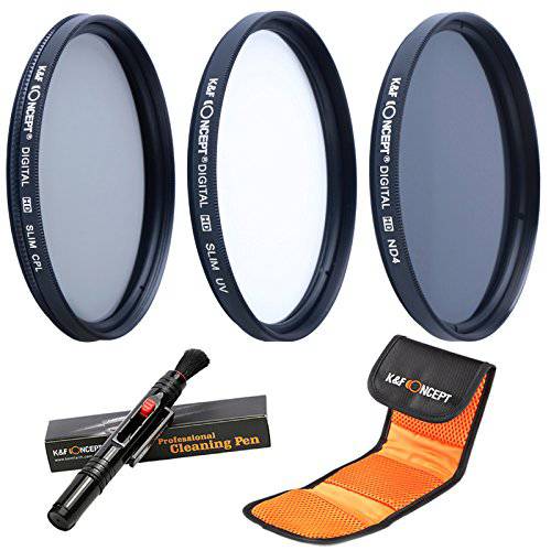 K&F Concept 55mm UV CPL ND4 중성 농도 렌즈 악세사리 필터 호환가능한 캐논 니콘 DSLR 카메라 클리닝 펜 필터 파우치 with