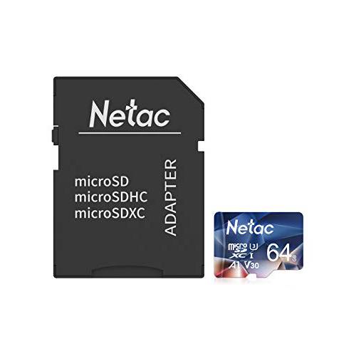 Netac 64GB 마이크로 SD 카드 microSDXC UHS-I 메모리 카드 어댑터포함 - 100MB S 667X U3 C10 Full HD 영상 V30 A1 FAT32 고속 메모리 TF 카드 P500 스마트폰 블루투스 스피커 PC 카메라 VR for