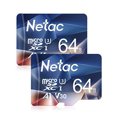 Netac 64GB 마이크로 SD 카드 2Packs microSDXC UHS-I 메모리 카드 - 100MB S 667X U3 C10 Full HD 영상 V30 A1 FAT32 고속 플래시 TF 카드 P500 스마트폰 블루투스 스피커 태블릿,태블릿PC PC 카메라 for