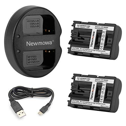 Newmowa NP-FM500H 교체용 배터리 (2-Pack) and 이중 USB 충전 Kit for 소니 Alpha A57 A58 A65 A77 A99 A550 A560 A580 A700 A850 A900 소니 SLT a99 II