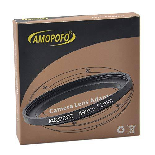 AMOPOFO 49mm to 52mm 메탈 스텝 Up 링 어댑터 캐논, 니콘, 소니, 후지, M4/ 3 카메라 렌즈 to UV, ND, CPL 카메라 필터, Made from CNC 가공 매트 블랙 전기도금 마감