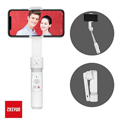 ZHIYUN 부드럽고 X 짐벌 스테빌라이저 for iPhone Smartphone, 확장가능 셀피 Stick, 폴더블 소형 iPhone Gimbal,  브이로그&  유튜브 Video, Face/ 피사체 Tracking, 블루투스 Remote,  제스처&  줌 - 하얀