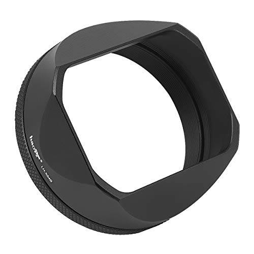 Haoge LH-X54B 사각형 메탈 렌즈 후드 with 49mm 어댑터 링 for 후지필름 Fuji X100V 카메라 Black