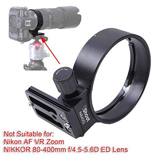 iShoot CNC LensCollar 삼각대 마운트 링 for Nikon AF-S NIKKOR 80-400mm F/ 4.5-5.6G ED VR 망원 Zoom Lens, Built-in Arca-Swiss 호환 65mm 퀵 릴리즈 Plate with 1/ 4& 3/ 8 스크류 Hole