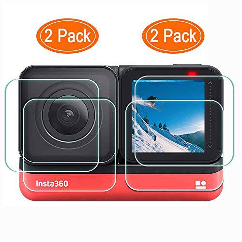 화면보호필름, 액정보호필름 for Insta360 원 R 4K 에디션 LCD+ 4K 와이드 앵글 Lens, ULBTER 0.3mm 9H 강도 Ultra-Clear 강화유리 커버 [2+ 2 Pack]