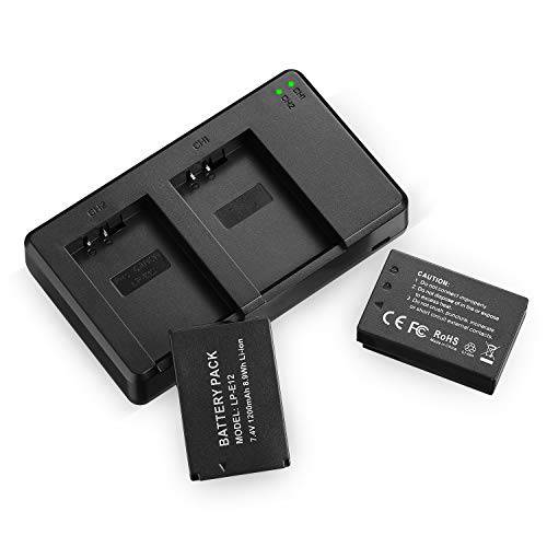 LP-E12 배터리 팩+  듀얼 USB 충전 호환가능한 with Canon SX70 HS, Rebel SL1, EOS-M, EOS M2, EOS M10, EOS M50, EOS M100, EOS M200 미러리스 디지털 캠