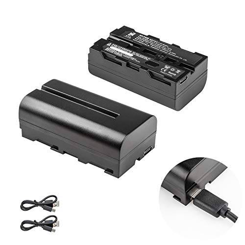2-Pack NP-F550 2200mAh Li-ion 배터리 세트, 교체용 배터리 Kit with USB C Port 충전 for LED 비디오 라이트 카메라 비디오 모니터 링 라이트